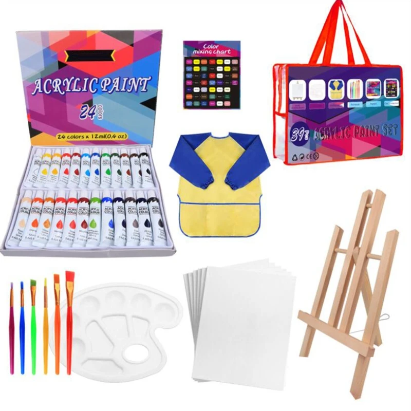 

12ml DIY 24 Color Aluminum Tube Acrylic Paint Hand-painted Wall Mural 4X7E