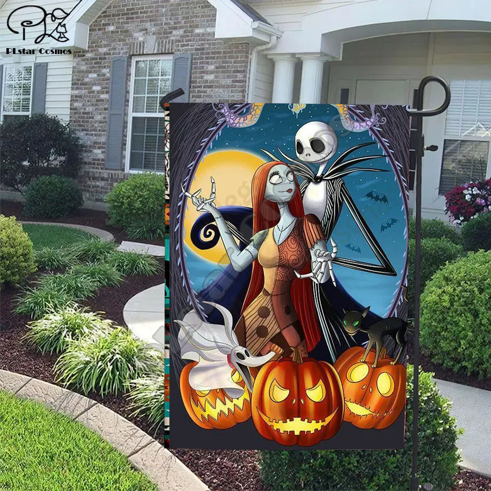 Полиэстеровый домашний флаг на Хэллоуин и Садовый белый простой термопереносной