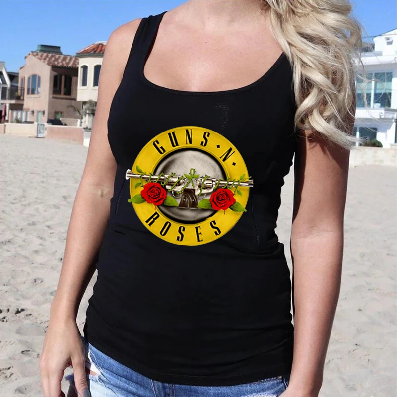 

Guns N Roses Sleeveless Tanks Women Clothes Cotton Tank Top Gothic Clothes Causal Rock and Roll Black Shirt Dropshipping Tee Top