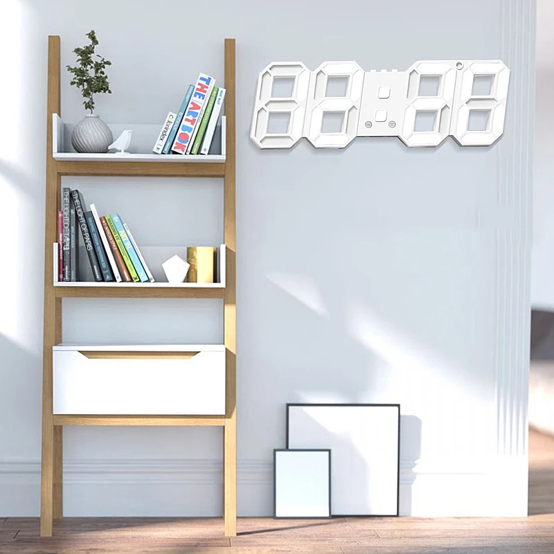 

3D Luminous Plastic LED Digital clock Wall Desktop clock Alarm clock Time Temperature Calendar Display Modern Simplicity