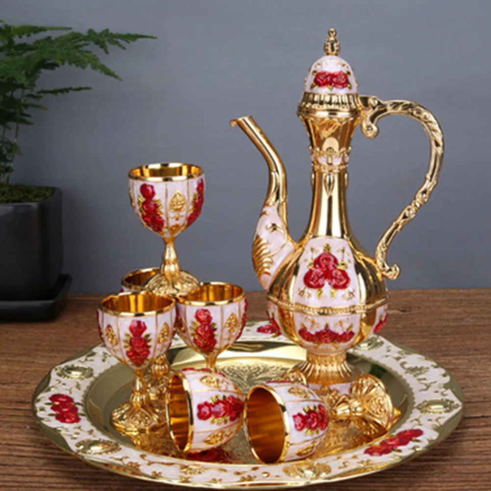 

European-style Jugs With Vintage Jug Style Vintage Wine Pot Cups Plate Tray Set Home Wedding Gift Party Decor