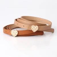 women pu leather thin belt casual new designer hasp belts for ladies alloy heart buckle decorate belts for jeans dress waistband