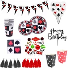 Казино тема вечерние украшения покер карты бумажная салфетка под тарелку кружку bannner висит баннер на день рождения с воздушных шаров из латекса, расходные материалы