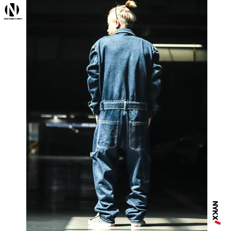 Новый модный джинсовый комбинезон в стиле ретро для мужчин на весну и осень