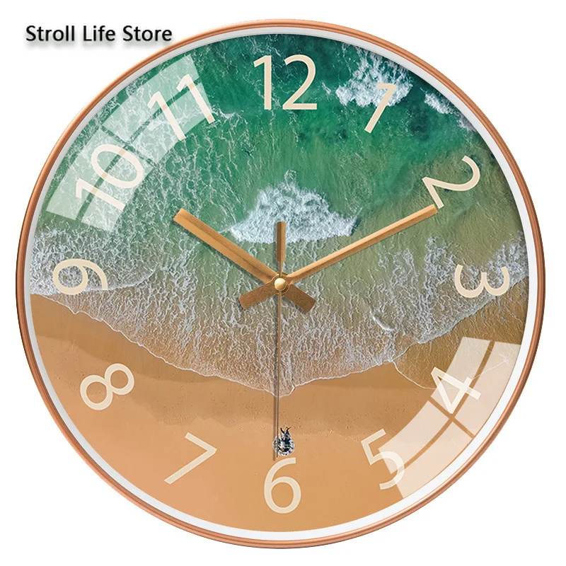 Large Moedrn Wall Clock Gold Silent Living Room Creative Sea Art Quartz Kitchen Clocks Watch Home Decor Gift FZ827 | Дом и сад