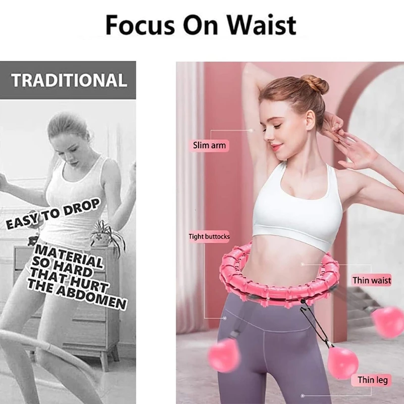 

E65F Weighted Smart Fitness Ring ,24 Detachable Knots Abdomen Fitness Weight Loss Non-Falling Fitness , Adjustable Weight