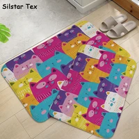 silstar tex cartoon cat bath mat cute animal absorbent anti slip suede floor mats kids room play mat indoor for children