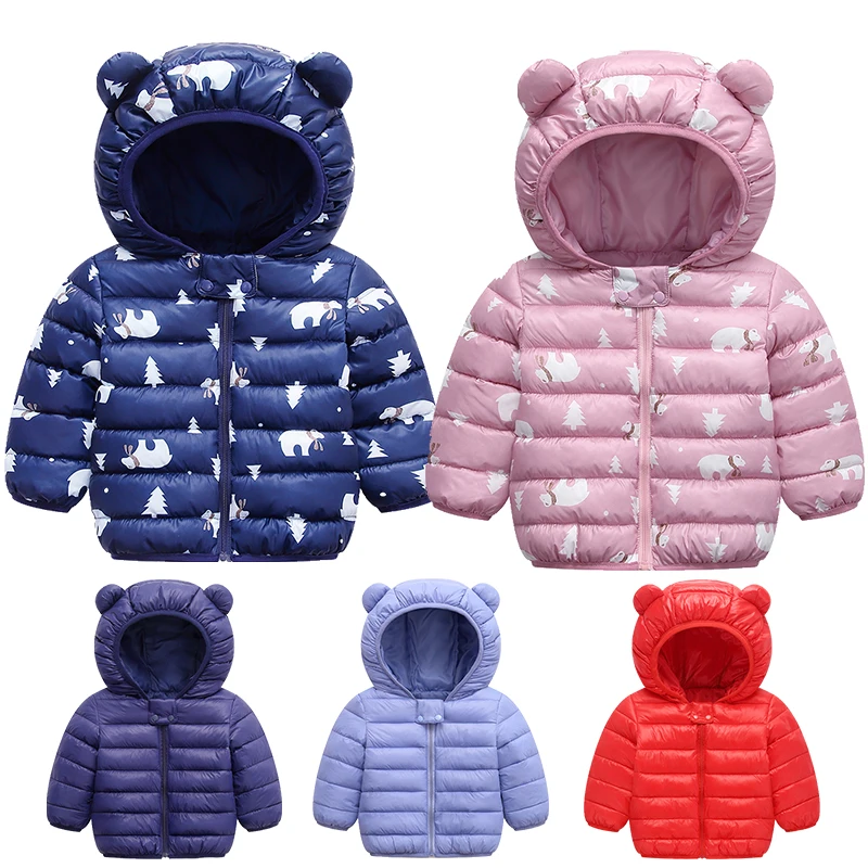 

Autumn Winter Boys Warm Jacket Hooded Children Down Jackets For Girls Solid Color Kids Down Coats Outerwear Toddler Clothes