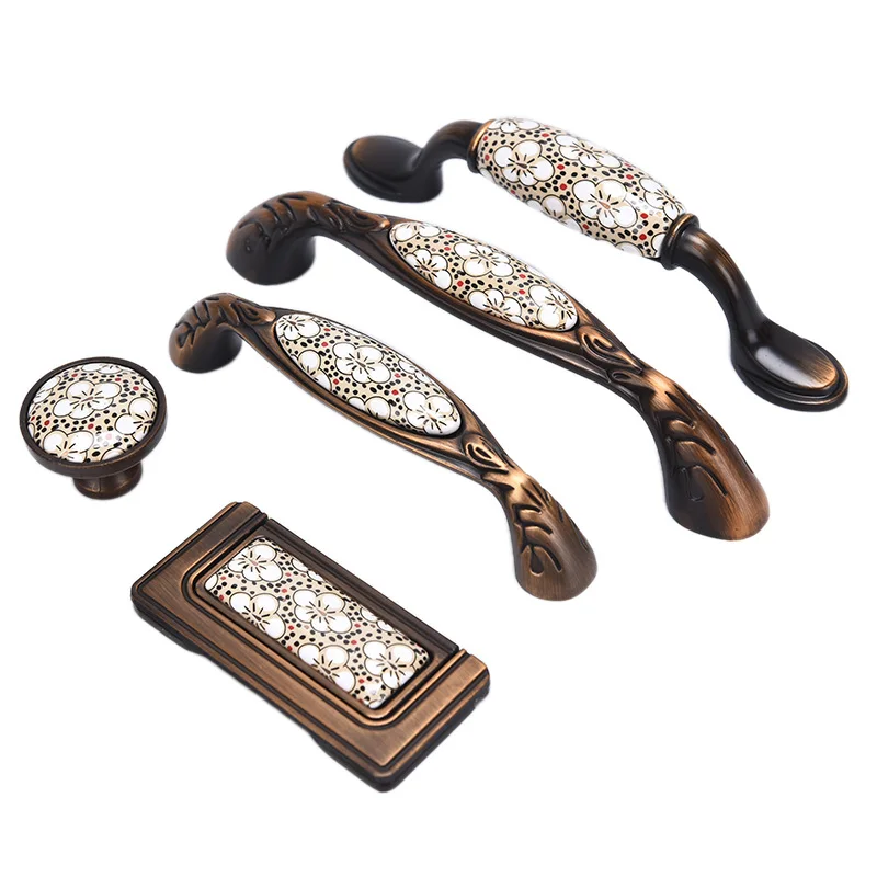 1 шт. антикварные бронзовые керамические ручки для шкафов ящиков дверные шкафа