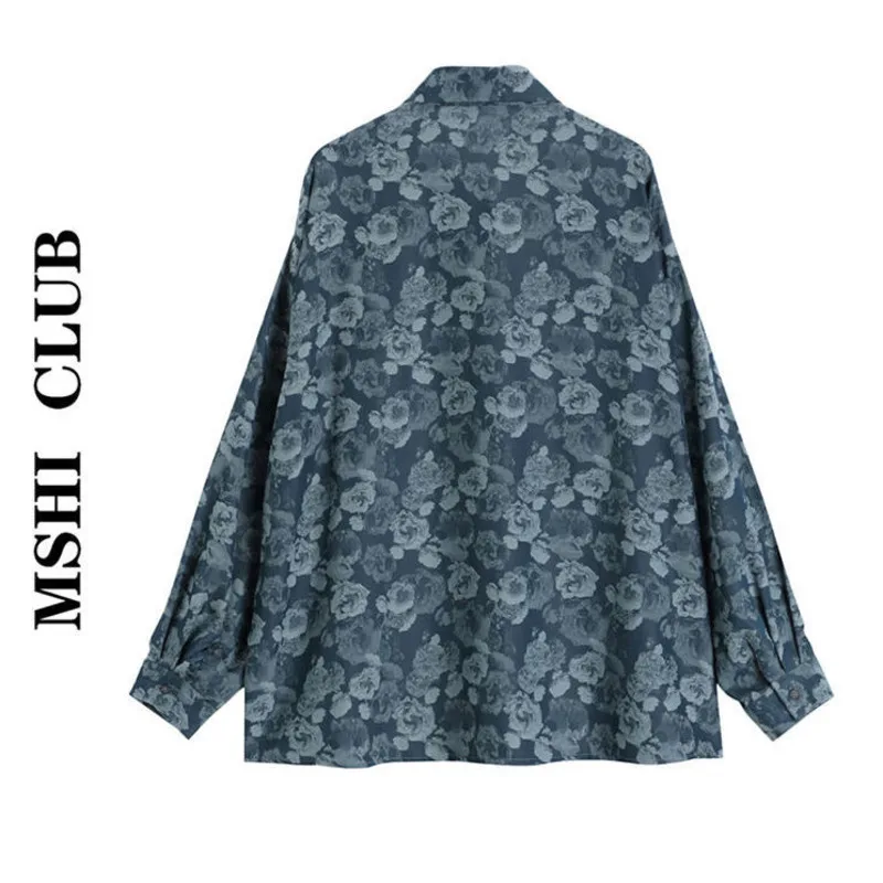 Женская рубашка с длинным рукавом и цветочным принтом в стиле ретро корейские
