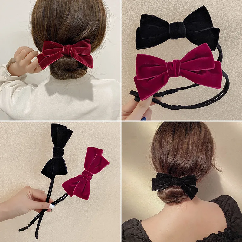 

Head Hair Tools Headwear Pan Head Lazy Fluffy Tool Elegant Barrette Bow Temperament Hair Bow Plush Hair Accessories