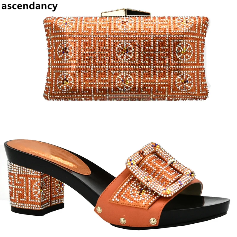 Комплект из туфель и сумок оранжевого цвета в итальянском стиле|shoes with bags|matching