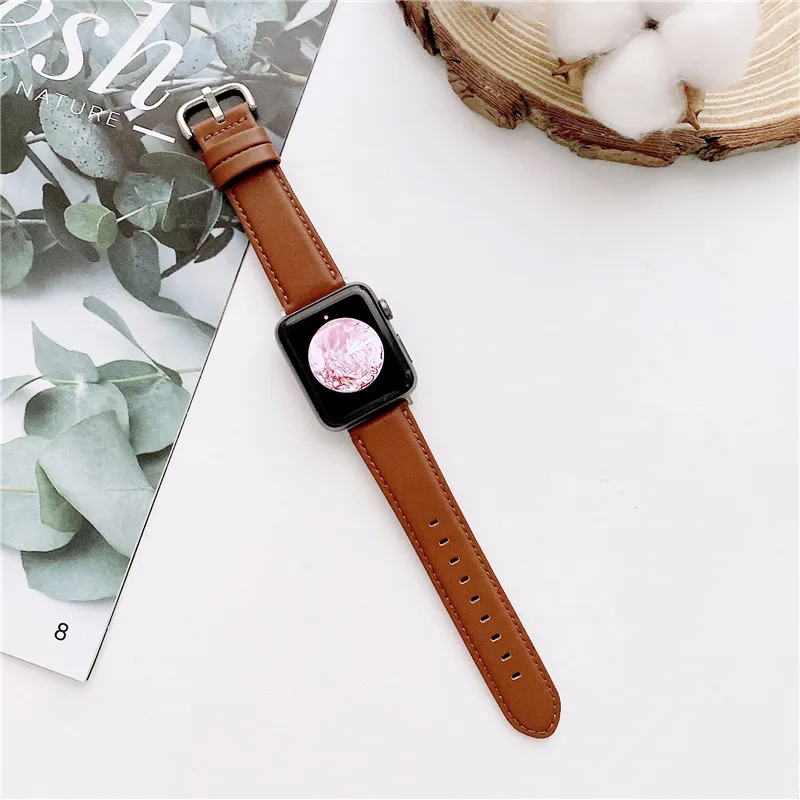 

Genuine leather strap For Apple Watch bandSeries 654/3/2/1 38mm 42mm/40mm 44mm For iwatch SE Leather belt For Apple Watch