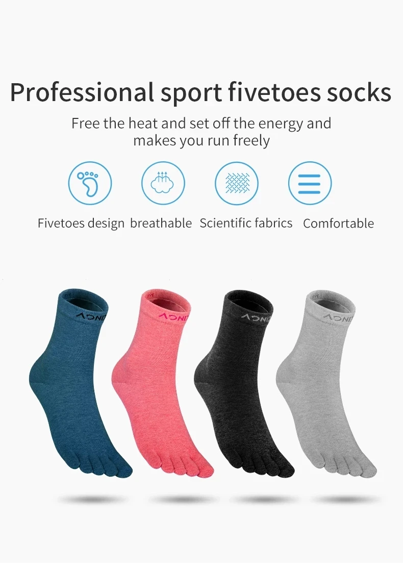 AONIJIE E4813 одна пара спортивных длинных носков без пятки Fivetoes до середины икры носки