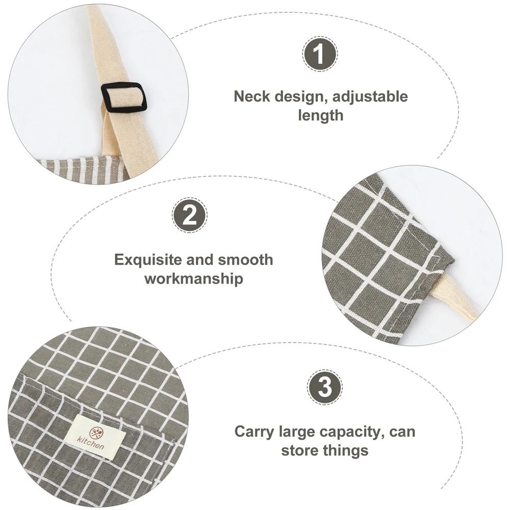 

2pcs Household Linen Apron with Pocket Hand-Wiping Cooking Apron for Kitchen