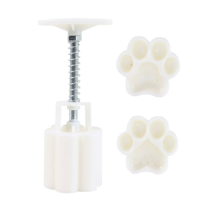 

H55A Plastic Mooncake Mold 50g Cat Paw Stamp Biscuit Cookie Cutter Mould DIY Fondant Baking Tool for Mid-Autumn Festival