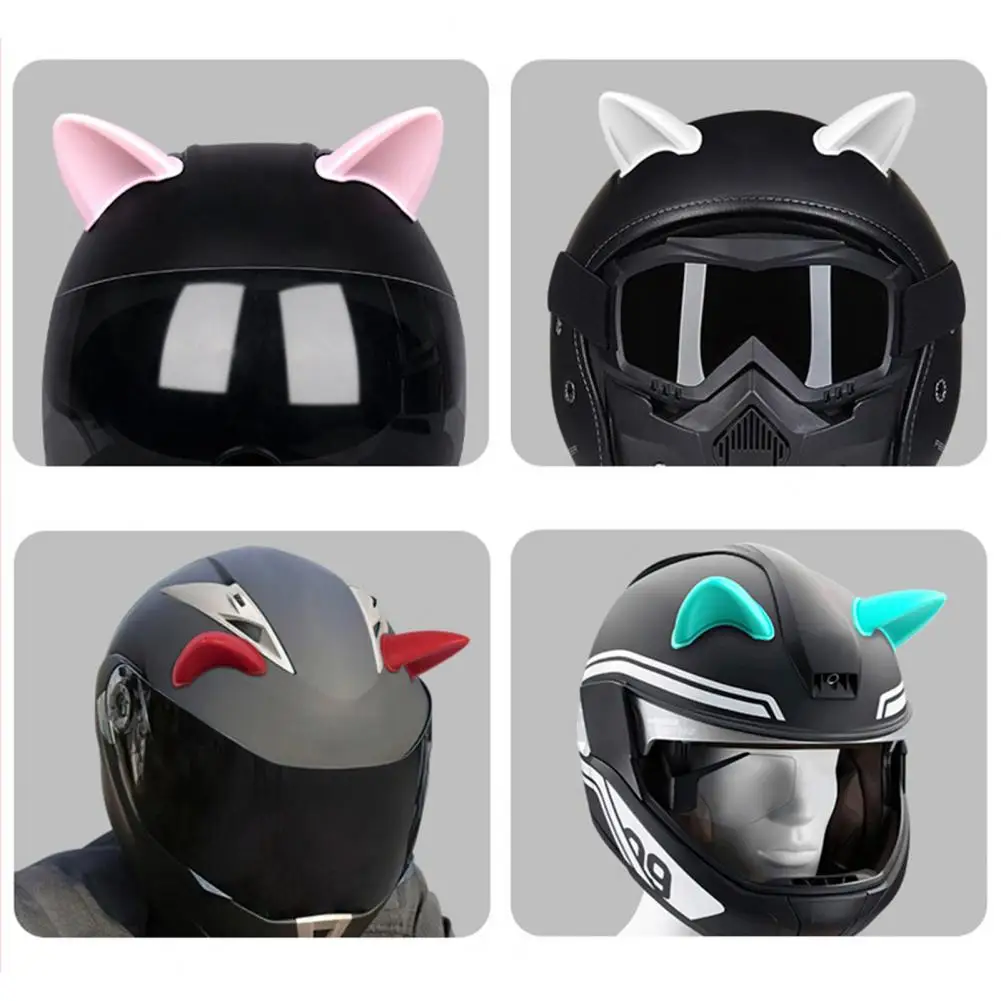 Kecil 2 Buah Perekat Silikon Helm Telinga Kucing Ornamen Aksesori untuk Motor Topi Hitam Lembut Stiker Sepeda Stiker