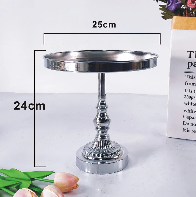 

Gold And Silve Cake Stand High Base Cupcake Plate Party Filming Props Dessert Dish Wedding Tray Decoration Display