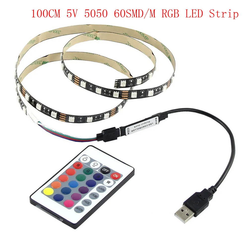 Светодиодная лента 5 в 5050 60SMD/M RGB светодиодный светильник-полоса для телевизора