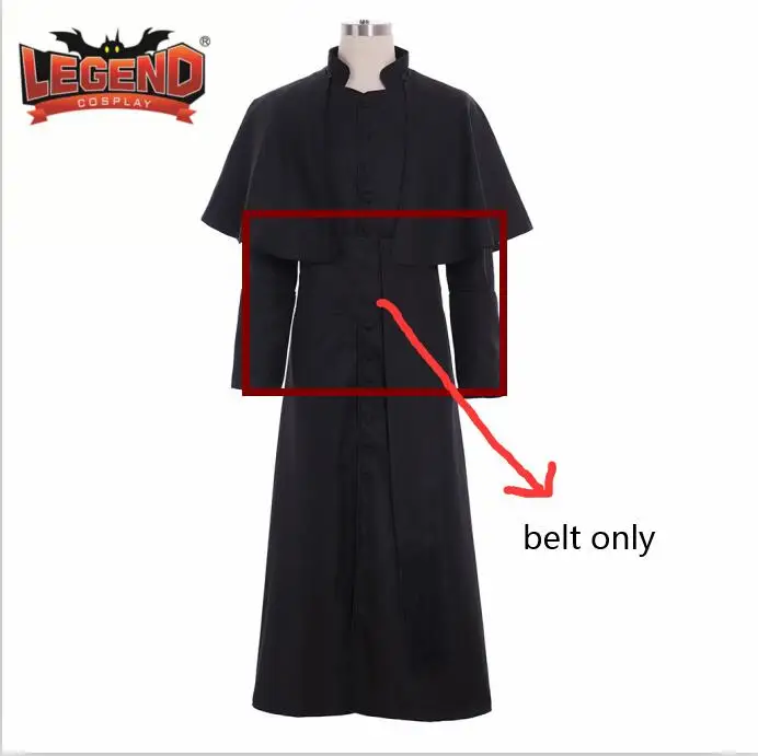 

Roman Black Priest Cassock Robe belt Clergyman Vestments Medieval Ritual Robe Wizard Black Priest Robe belt waistsash cosplay