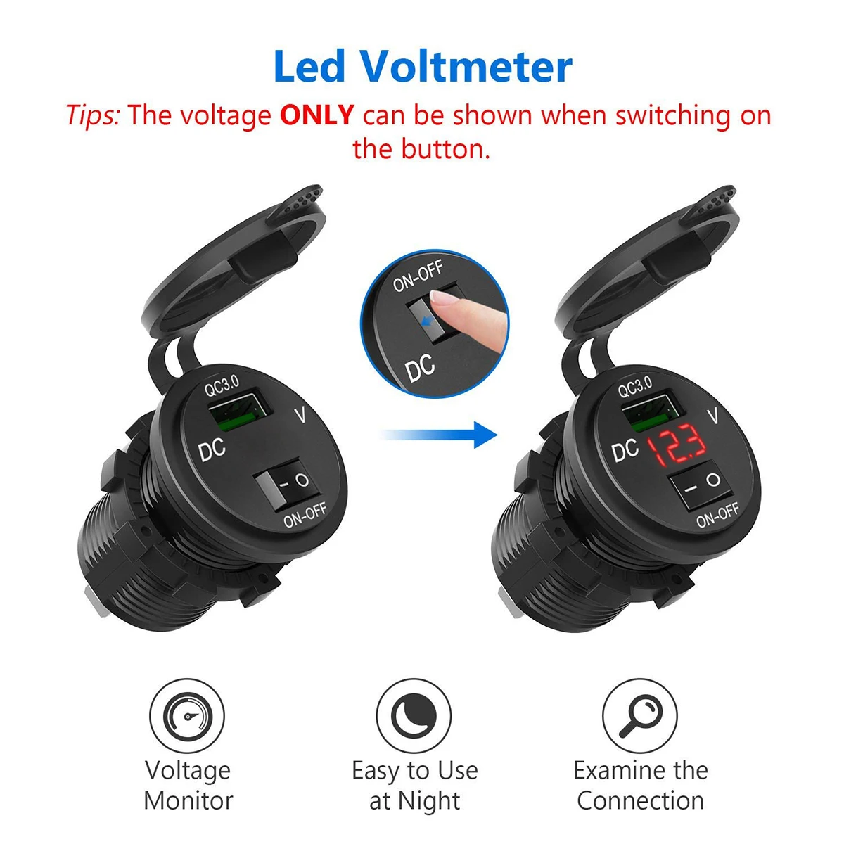 DC 12V-24V Quick Charge 3 0 USB Автомобильное зарядное устройство с цифровым дисплеем
