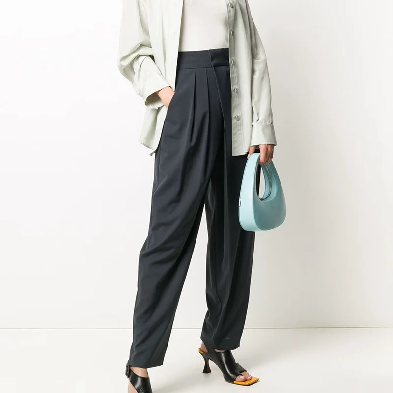 

Women Wool Blended Pleated Casual Trousers Women's Pants
