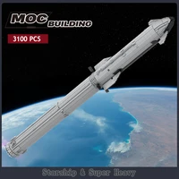 starship super heavy saturn v scale model building block space booster rocket moc education interstellar toy gift