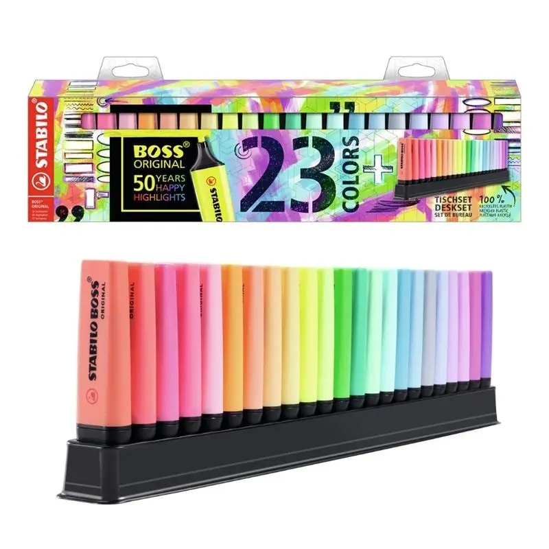 

Оригинальная Пастельная цветная ручка-хайлайтер Boss 23 цвета набор на 50-ю годовщину рабочего стола, 23 Цвета s Special Edition