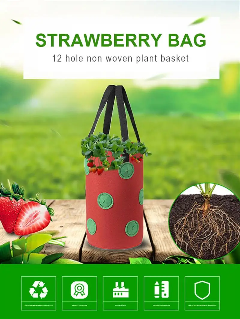 

Strawberry Grow Bag Cloth Planter Bag Breathable Planting Multifunction Vegetable Flower Herb Seedling Gardening Supplies