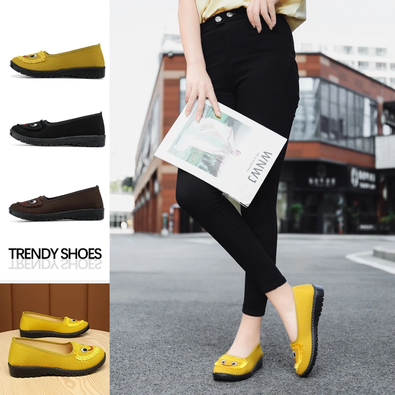 Туфли женские тканевые без шнуровки Классическая прогулочная обувь дышащие