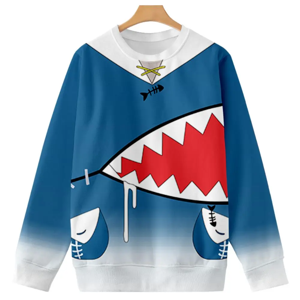 

Gawr Gura Little Shark Japanese 2021 New Round Collar Sweatshirts Men/women 3D Casual O-neck Cool Pullovers