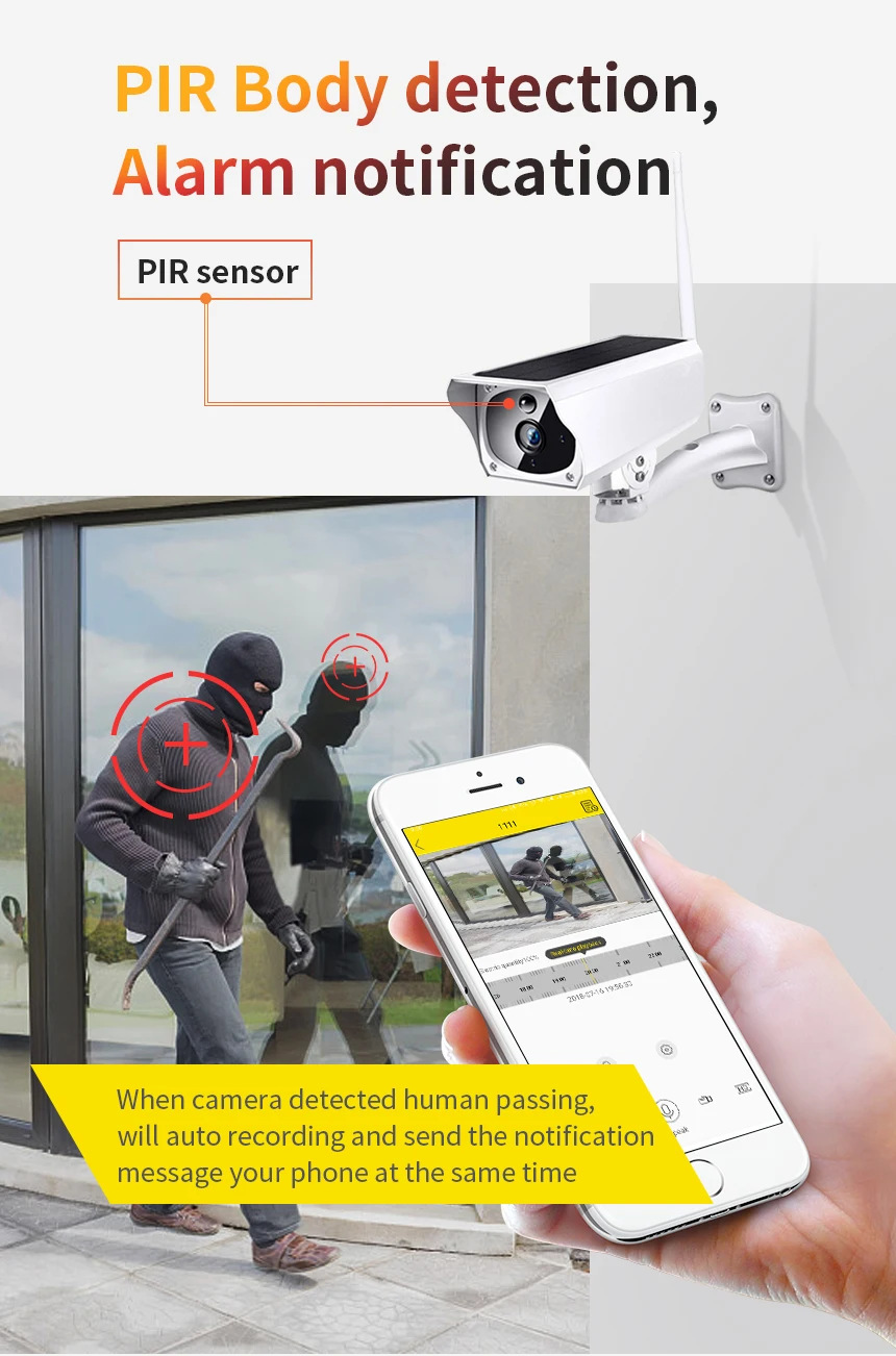1080P ip-камера на солнечной батарейке Wifi беспроводная камера безопасности