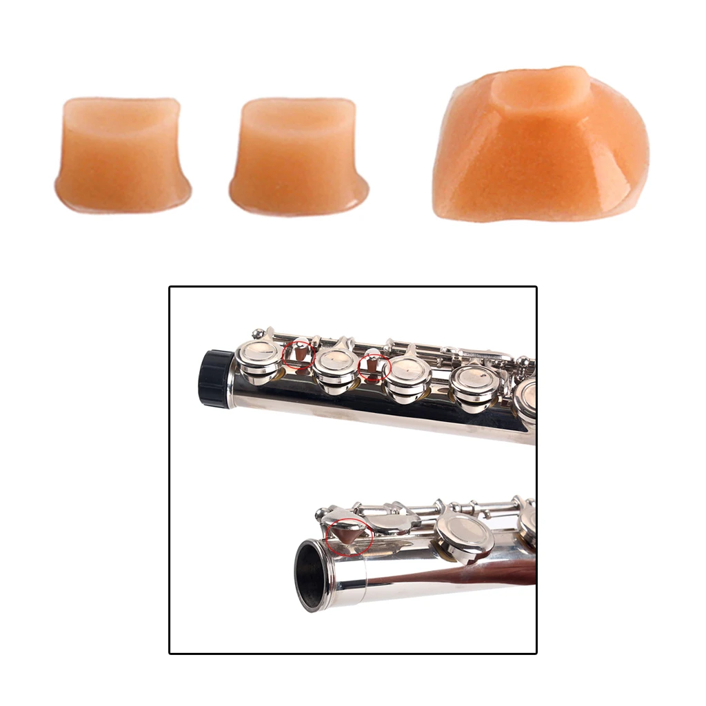 

3Pcs Rubber Flute Trill Key Bumper Cork Brown Musical Instrument Spare Parts