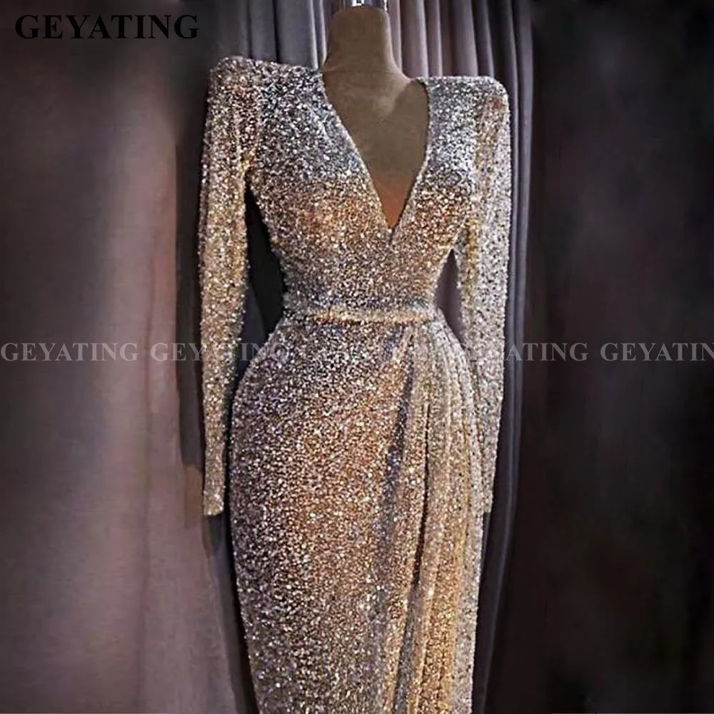 Сексуальные короткие платья с V образным вырезом и блестками винтажные арабские