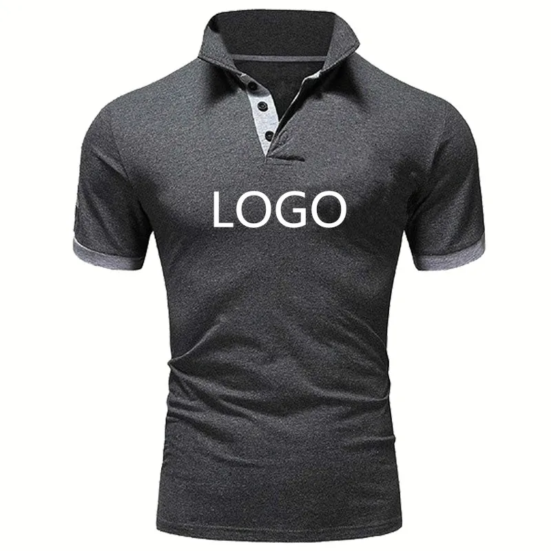 

Summer Men's short sleeve Any custom logo printing short sleeve casual Pure cotton high quality Solid color Men's POLO shirt