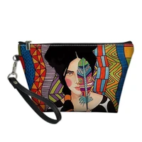 women cosmetic bag with africa beautiful girl pattern make up cases ladies travel handbag cute storage zipper pouch kosmetyczka