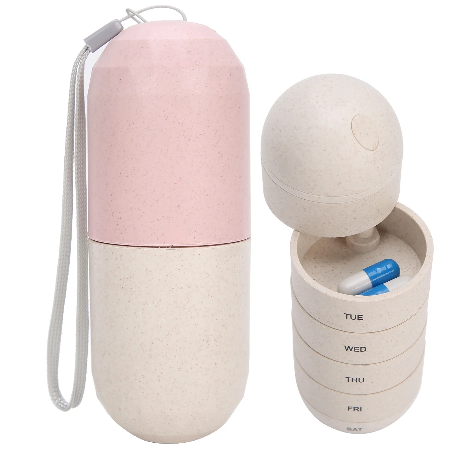 

Pills Organizer Weekly Capsule Shape Medicine Case Portable 7 Day Travel Pills Container