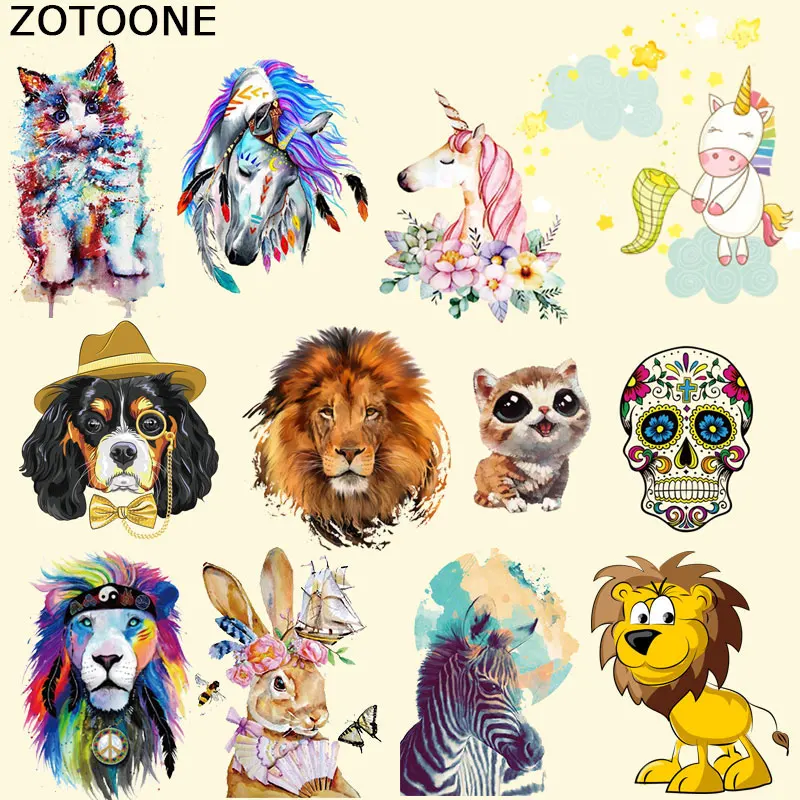 

New DIY Lovely Cartoon Patches Iron on Animal Patches for Children Kids Clothes Heat Transfer Ironing Sticker A-level Washable B