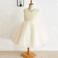 cute flower girls dresses ivory tulle princess birthday party gown first ceremony dress v back new