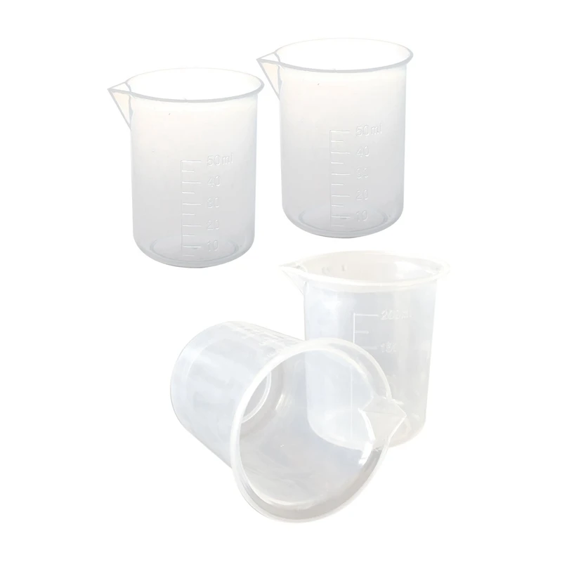 

1 2 шт. кухонный лабораторный Градуированный стакан прозрачный пластиковый мерный стакан утолщенный с крышкой мерный кувшин-10 шт. 50 мл и 2 шт. ...