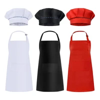 6 pcs kids aprons and hats set children chef aprons for cooking baking painting aprons white black red