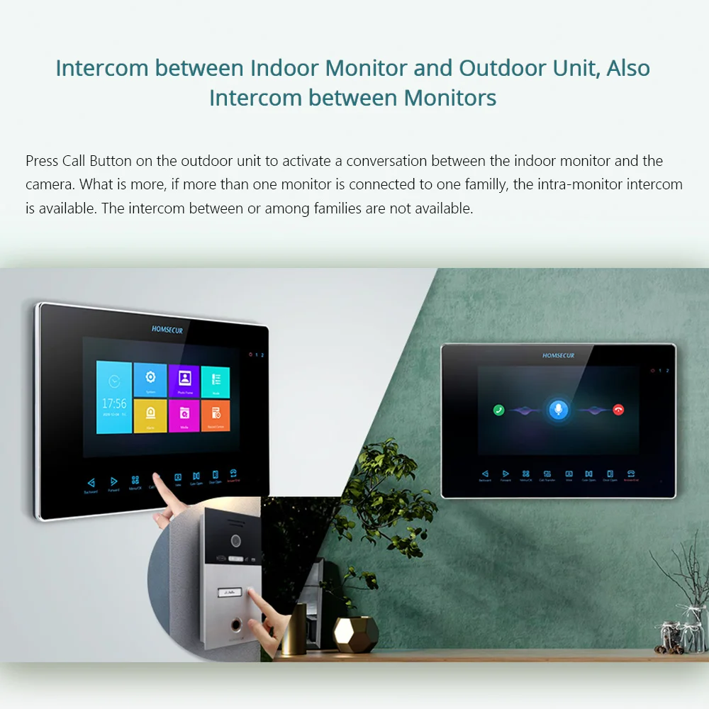 HOMSECUR 7 "проводной WI FI видео входная дверь безопасности видеодомофон 1.3MP карты