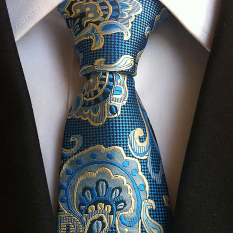 Фото Мужской Жаккардовый полосатый клетчатый полиэстеровый галстук с узором пейсли