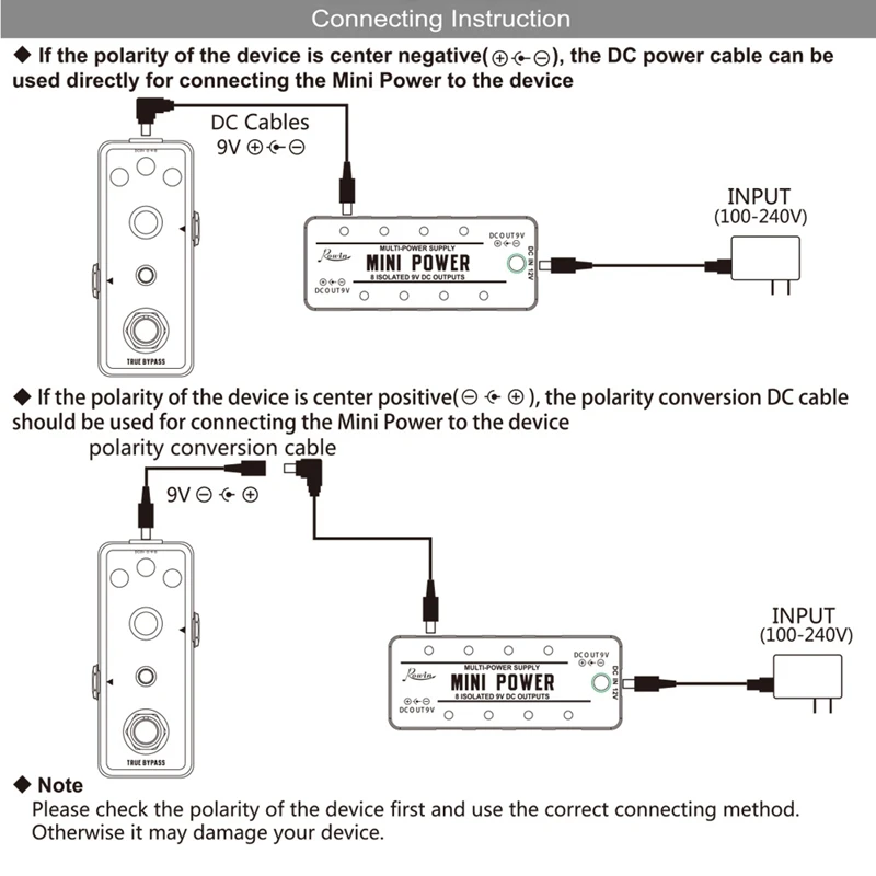 

Lef-329 Guitar Power Supply 8 Isolated 9V Dc Outputs Lef-329 Mini Power With Cables Adapter For Guitar Effect Pedal (Eu Pl