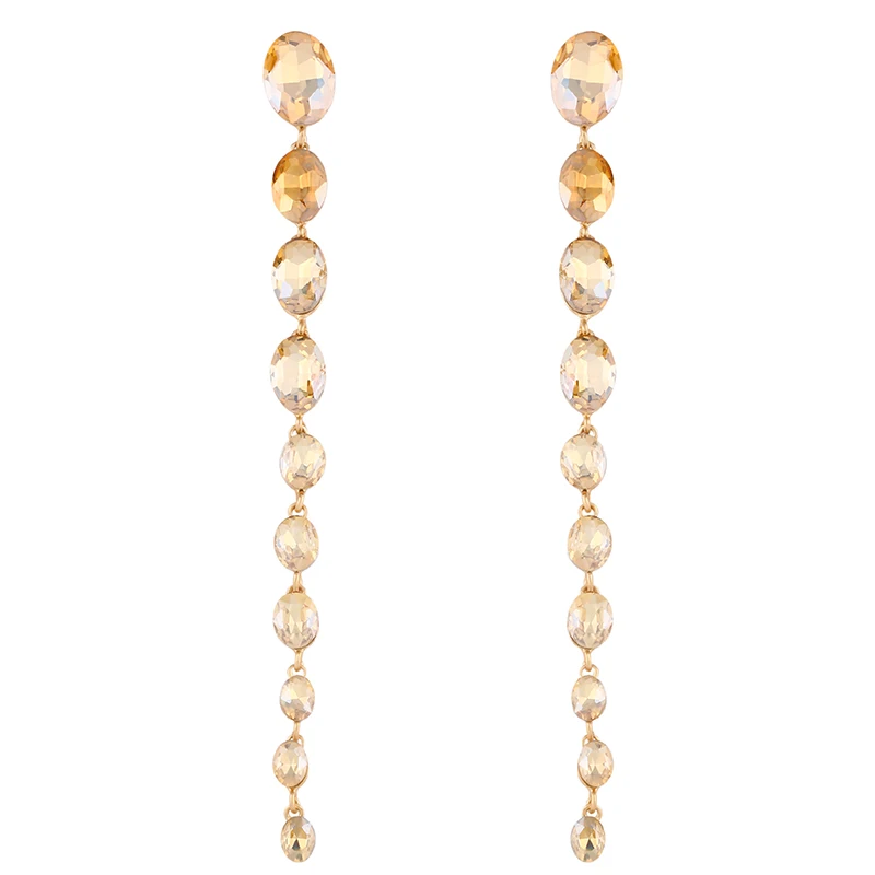 Женские длинные висячие серьги OCESRIO черные сережки с кристаллами и камнями