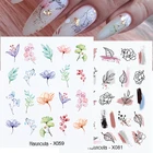 Наклейки Harunouta с черными линиями, цветочными листьями, Водные Наклейки, Весенняя простая зеленая тема, лицо, мраморный узор, слайдер для дизайна ногтей, Декор