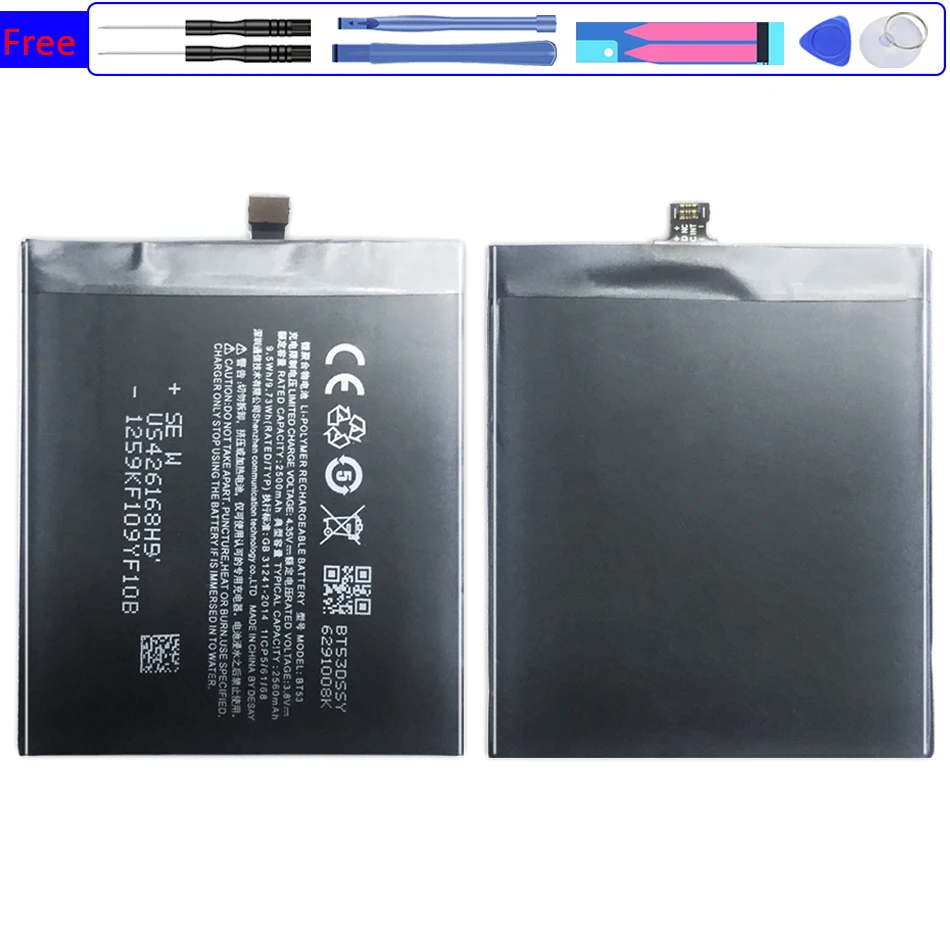 

BT53 Mobile Phone Battery For Meizu Pro 6 M570Q M570H M570C BT-53 BT 53 2560mAh +Tracking Number