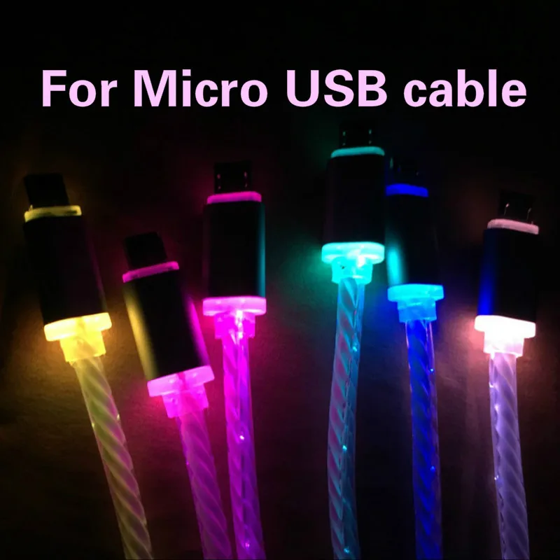 Светодиодный usb-кабель для зарядки и зарядки с подсветкой, кабель micro usb Micro USB/8 контактный кабель для зарядки для зарядка для айфона 5 X Xr 5s iPhone X samsung S4 S6 S7 xiaomi huawei зарядный провод - Цвет: For Micro USB cable