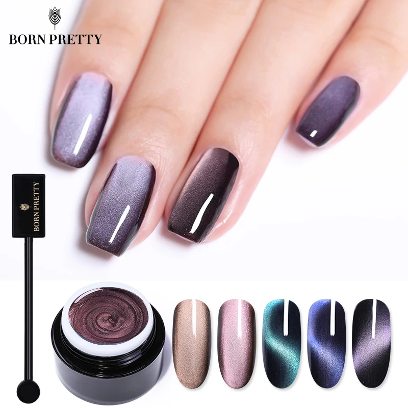 BORN PRETTY 5D Гель-лак для ногтей с эффектом «кошачий глаз» 5 мл Магнитный замачивающий УФ гель-Лаки звездное небо нефритовый эффект лак черная основа