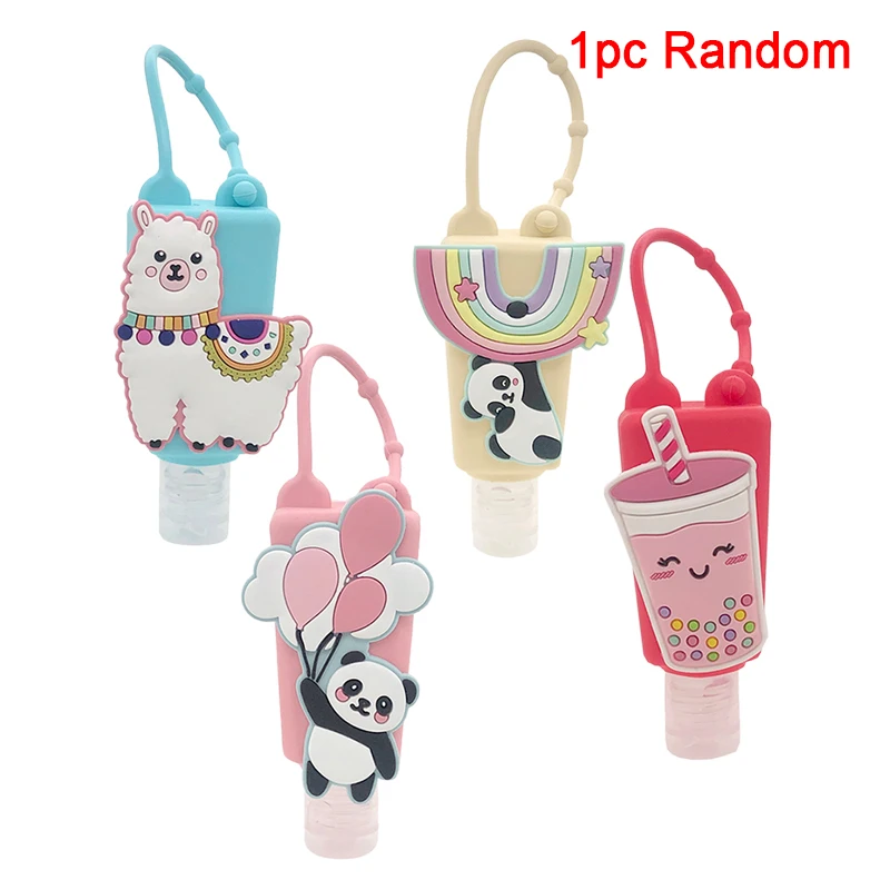 

1pc Color Random Panda Animal Silicone Hand Sanitizer Pocketable Shower Holder With Empty Bottle